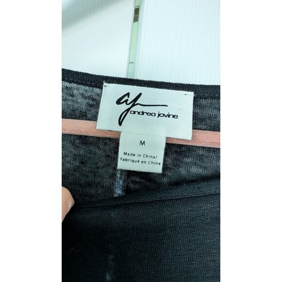 Andrea Jovine Black Linen Lightweight Long Sleeve Top - Picture 3 of 7